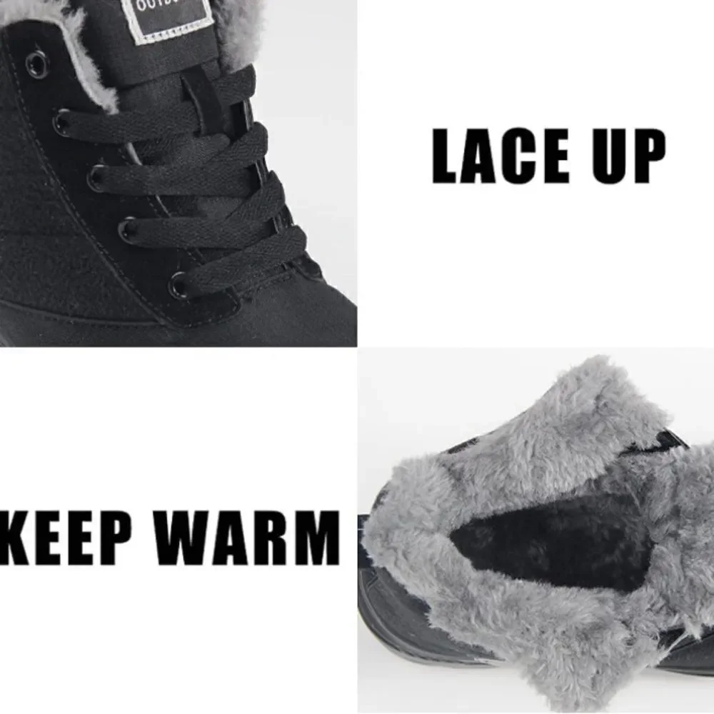 Snow Boots Faux Fur Lined Booties Anti-Slip Ankle Boots Winter Sneakers Size 9